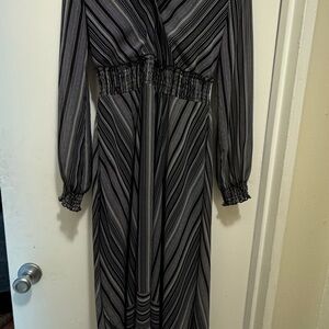 Karl Lagerfeld Black Buttoned Long Sleeve Sundress